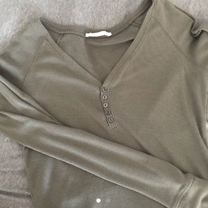 olive green long sleeve with buttons!!